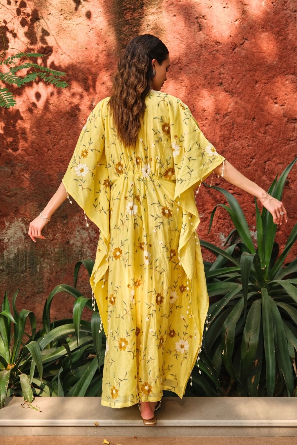 Bageecha moti kaftan-yellow
