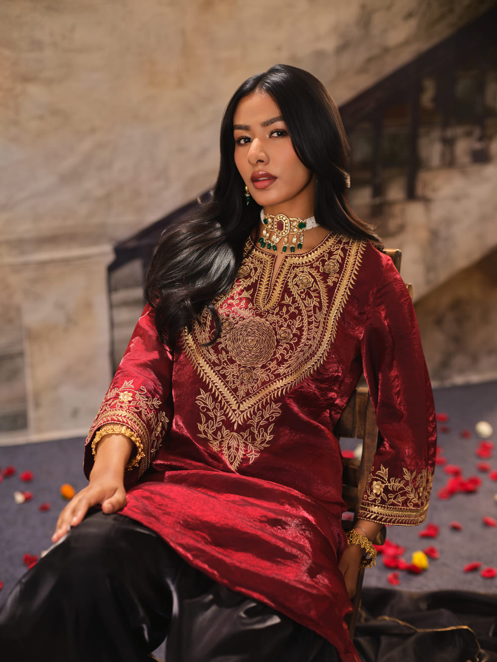 Mastani Sindoor Kala Kurta Set