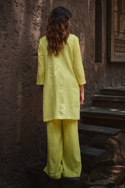 Neembu hara phoolan jacket kurta set