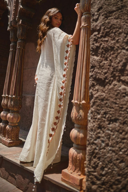 Aangan pearl kaftan-khaki