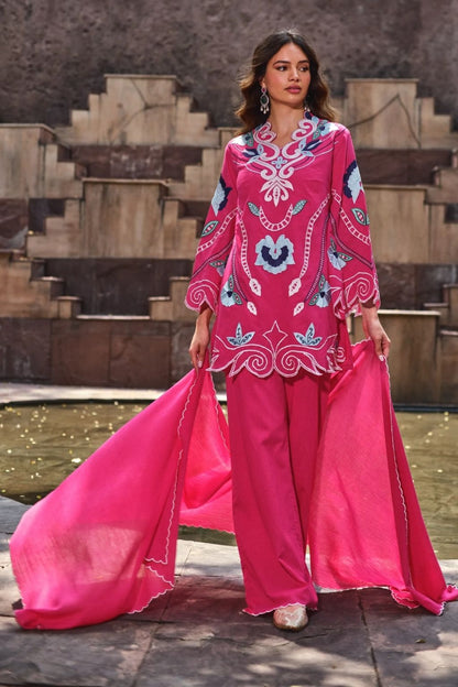 Aangan gulrez kurta set- gulab