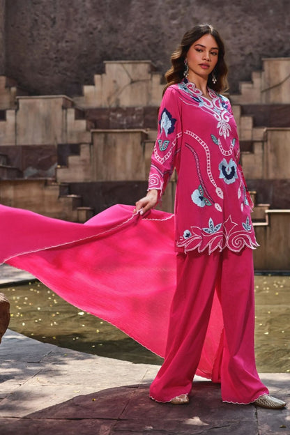 Aangan gulrez kurta set- gulab