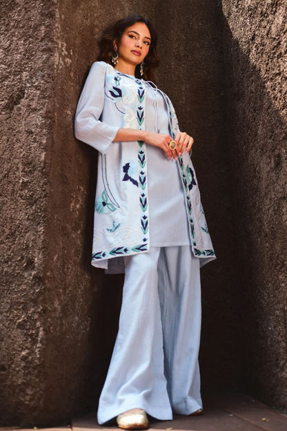 Neembu hara phoolan jacket kurta set