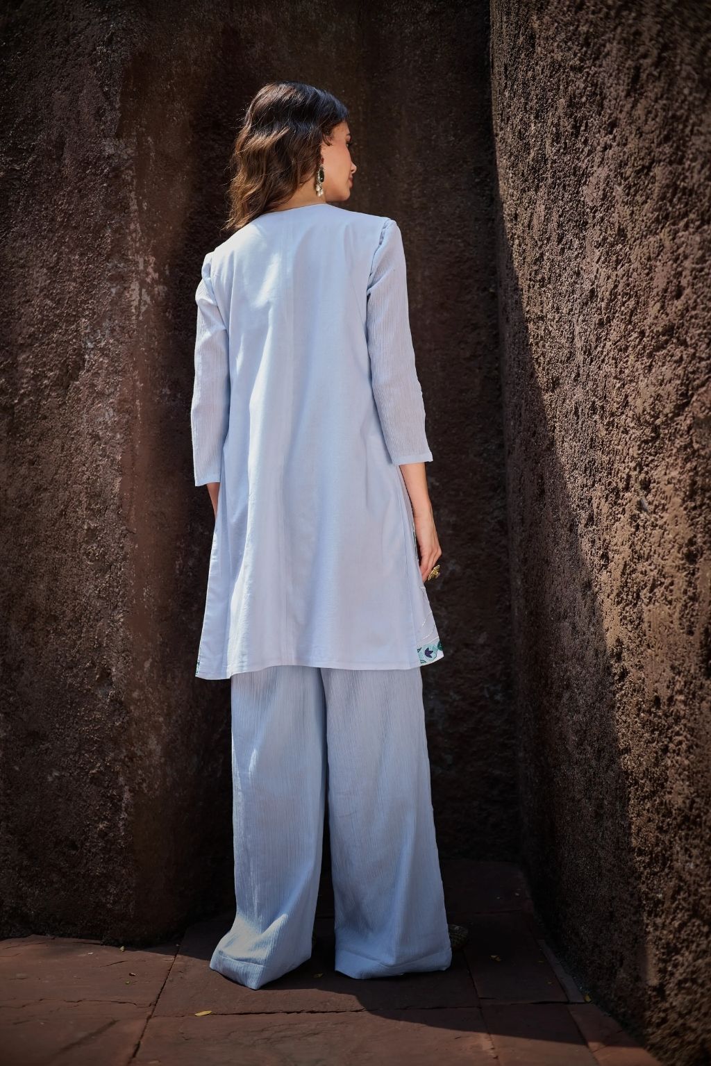 Neembu hara phoolan jacket kurta set