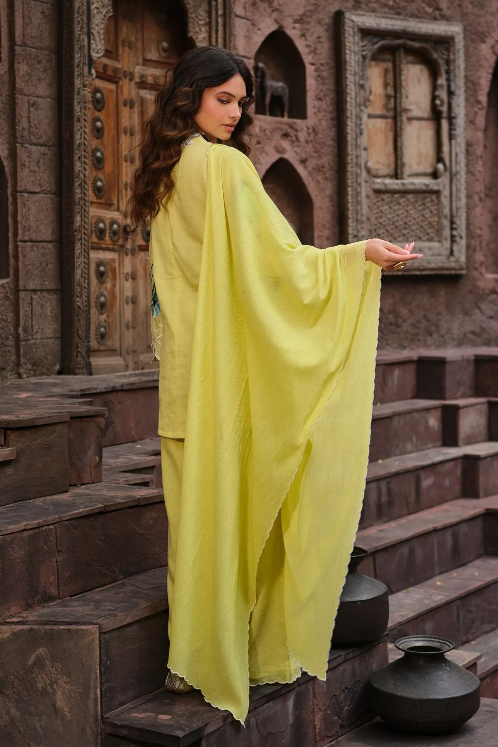 Aangan gulrez kurta set-nimbas rang