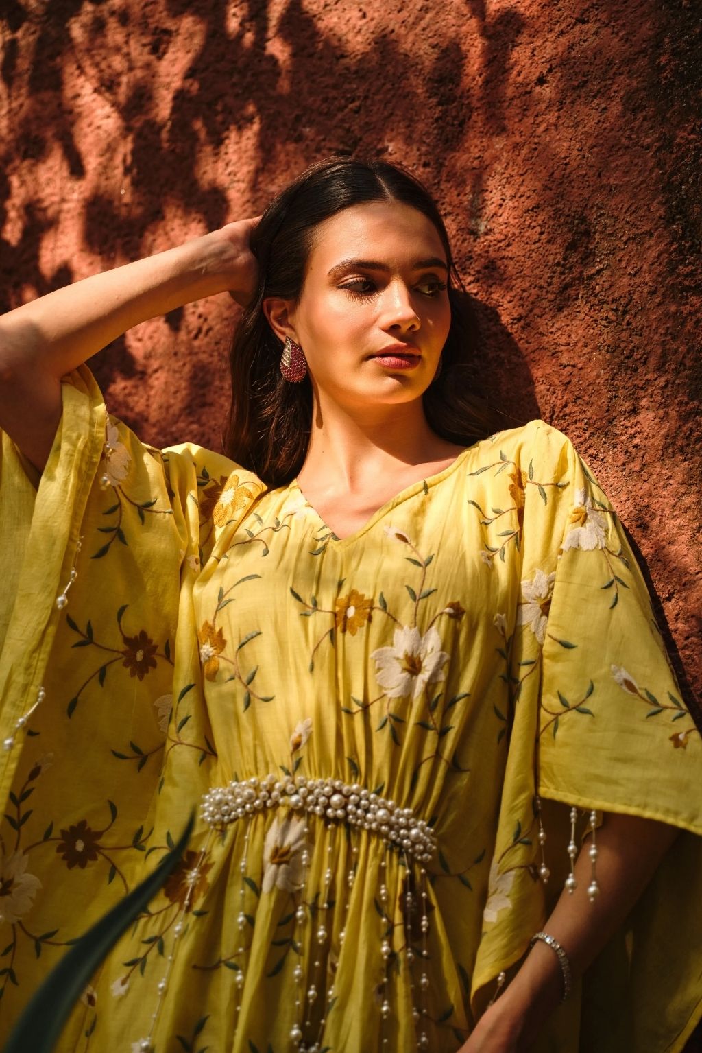 Bageecha moti kaftan-yellow