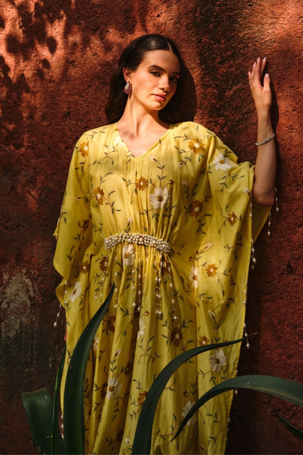 Bageecha moti kaftan-yellow