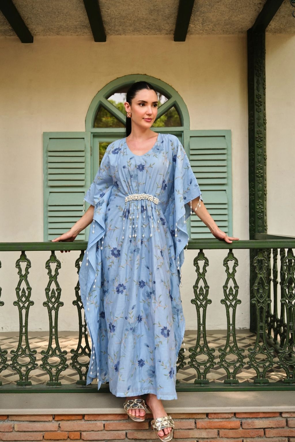 Bageecha moti kaftan-blue