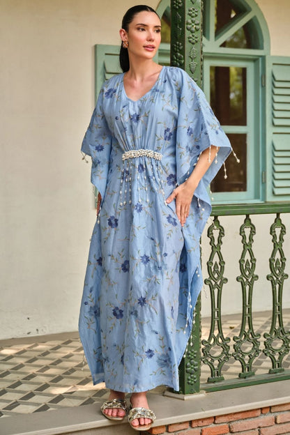 Bageecha moti kaftan-blue