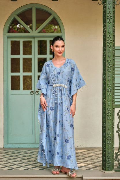 Bageecha moti kaftan-blue