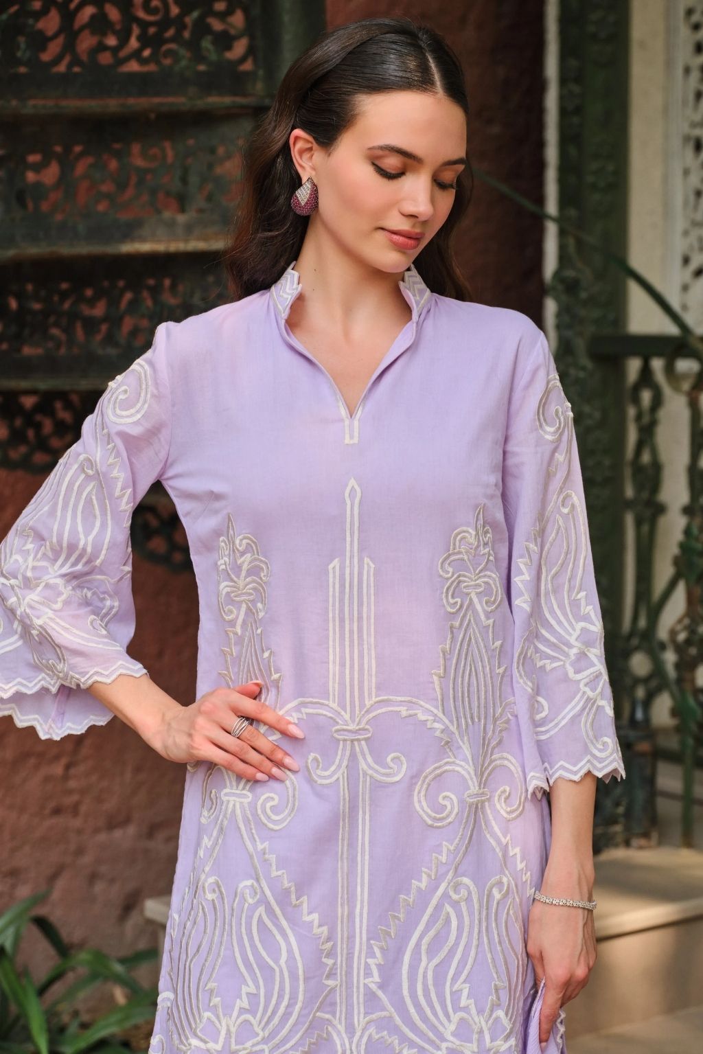 Lilac aangan kurta set