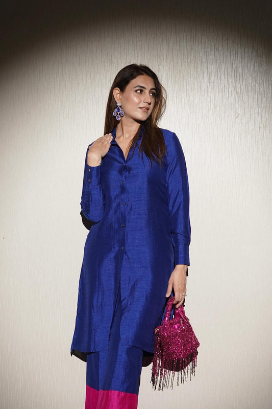 RUBAL WADHWA X PINK-BLUE BLOCK KURTA SET