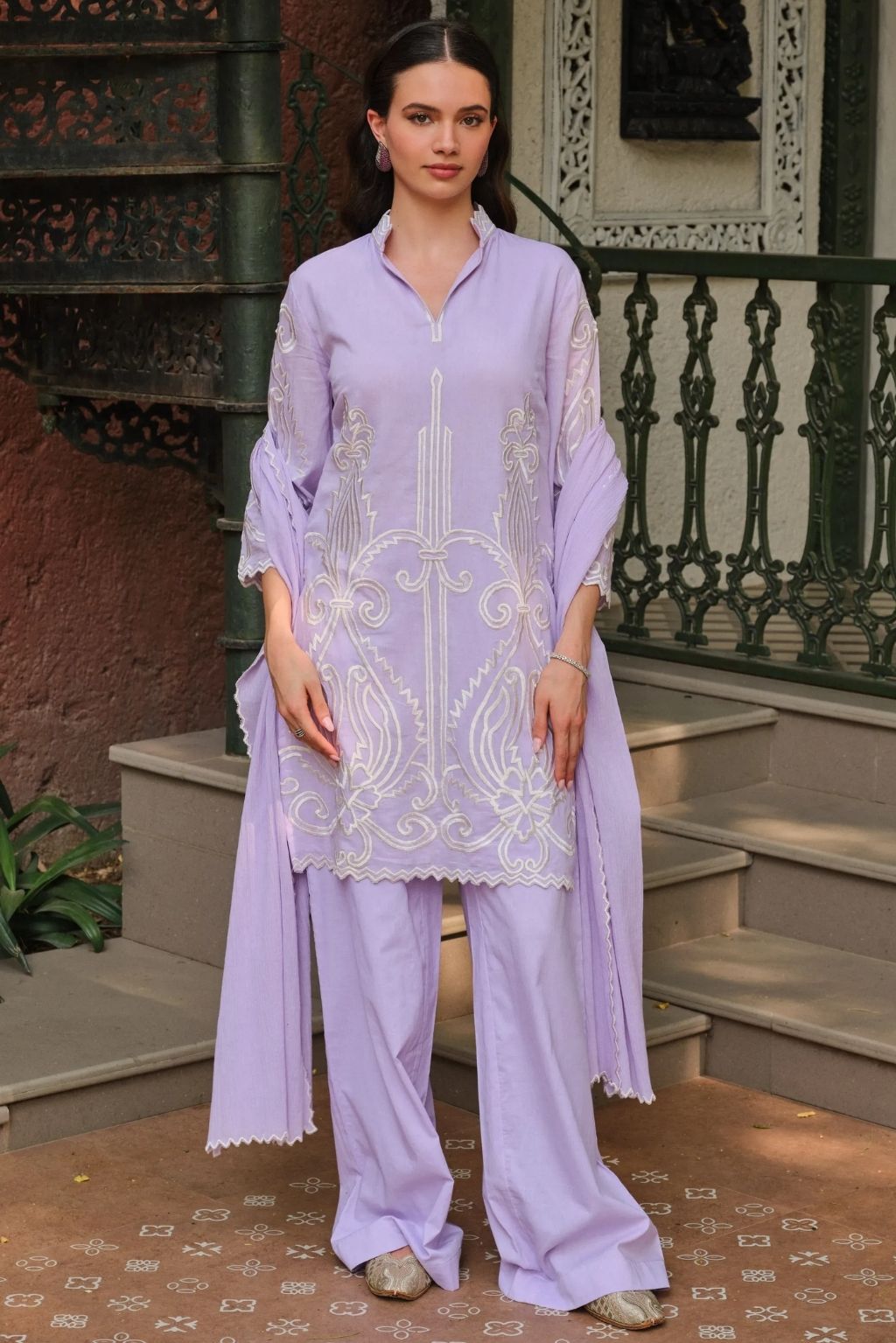 Lilac aangan kurta set