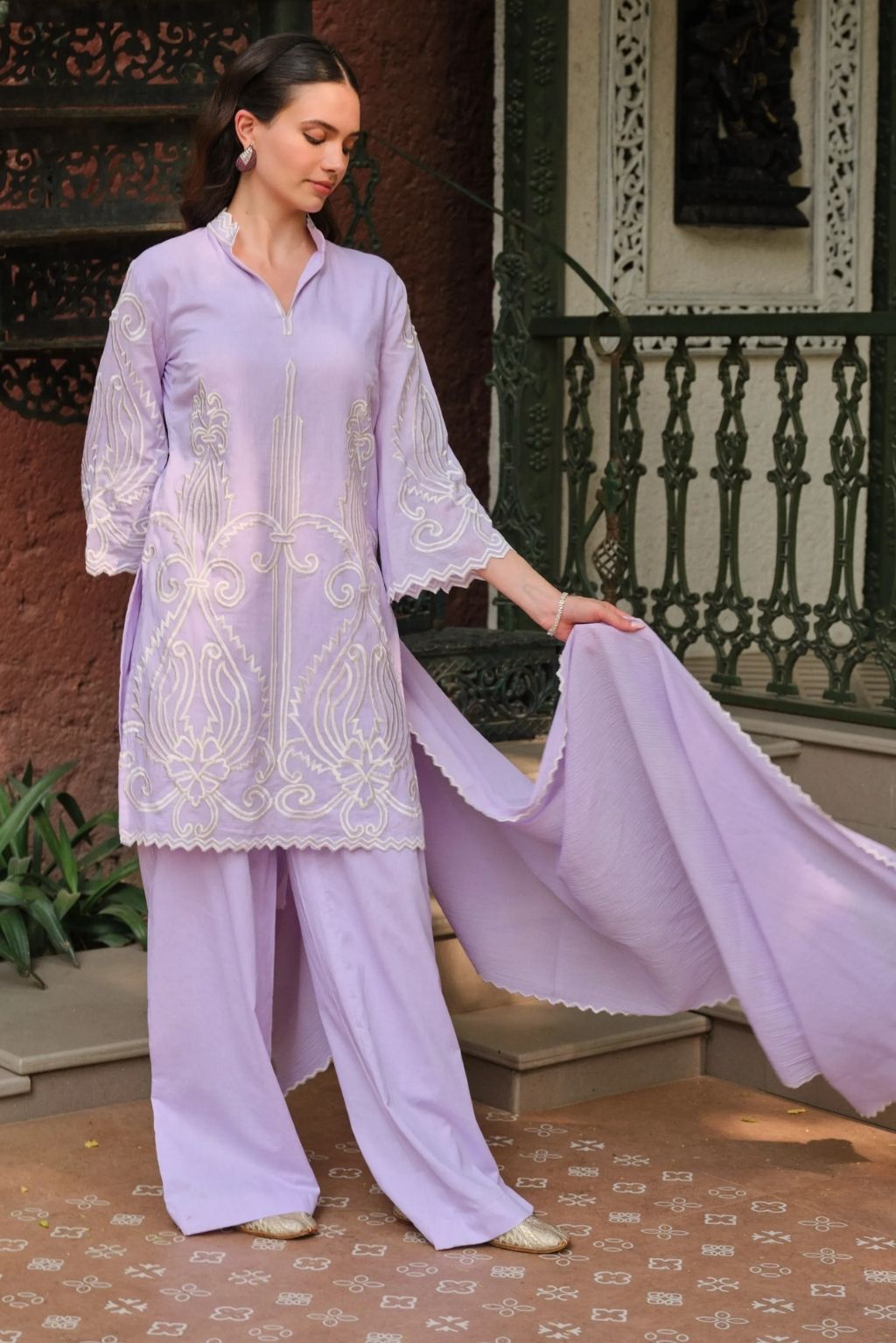Lilac aangan kurta set