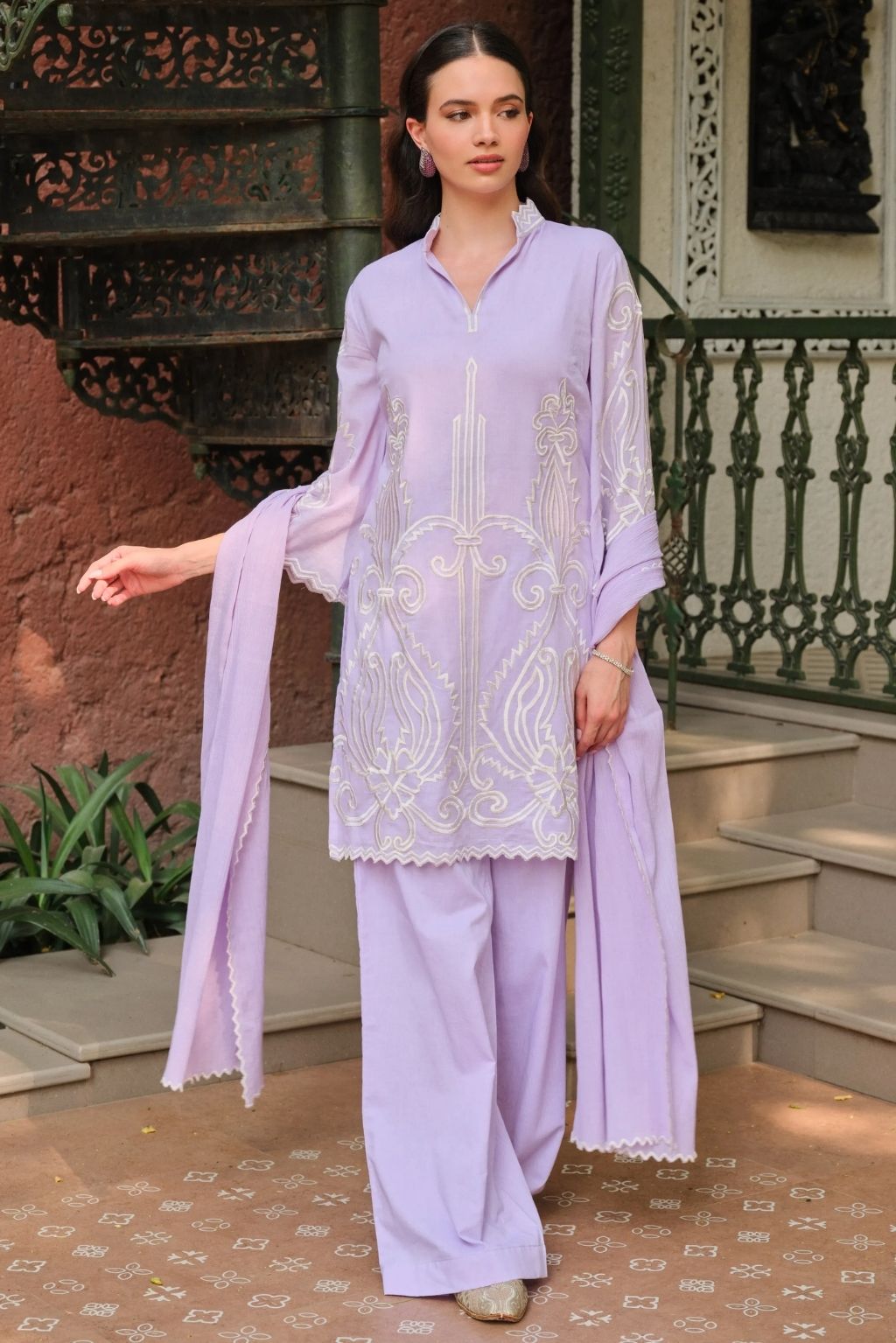 Lilac aangan kurta set