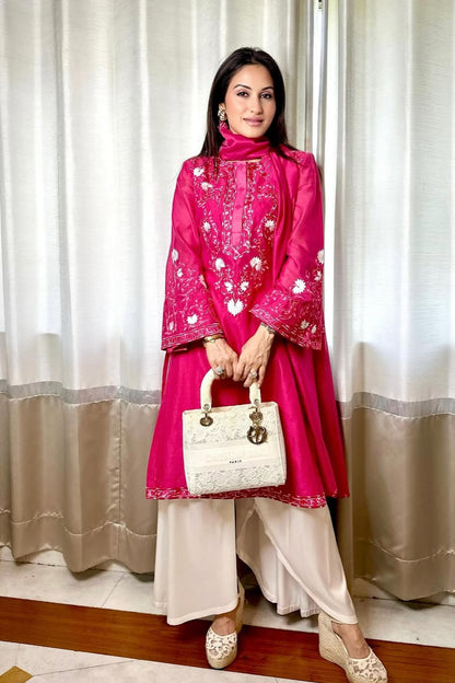 GULBANO EMBORIDERED KURTA WITH TULIP PLAZZO SET