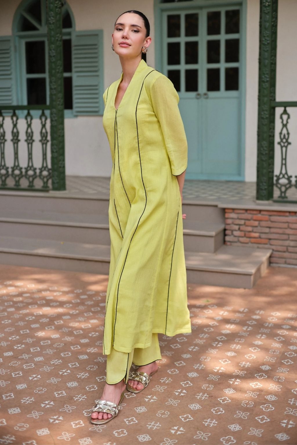 Nimbu aangan kurta set