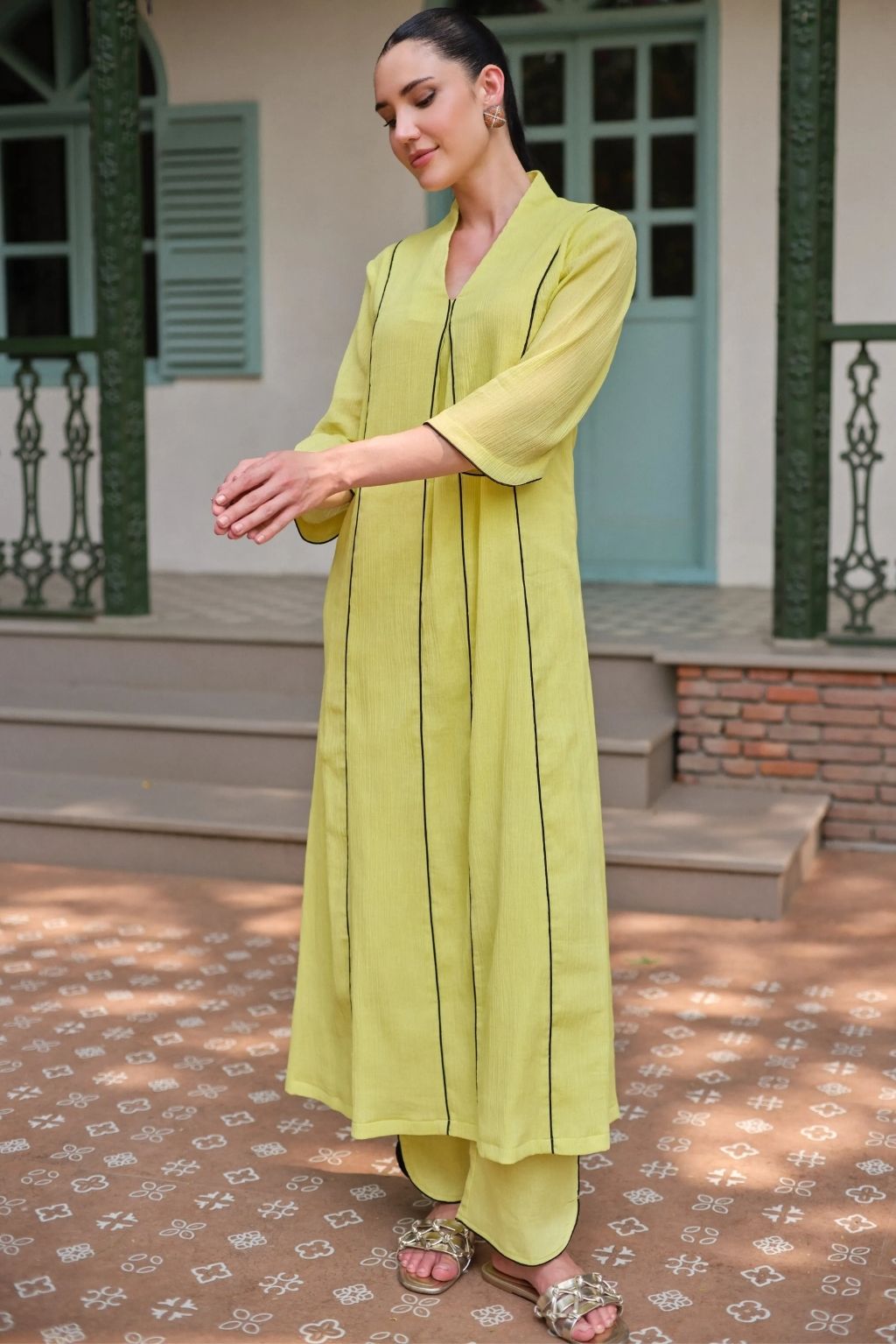 Nimbu aangan kurta set