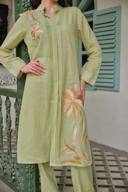 Pista phool kurta set