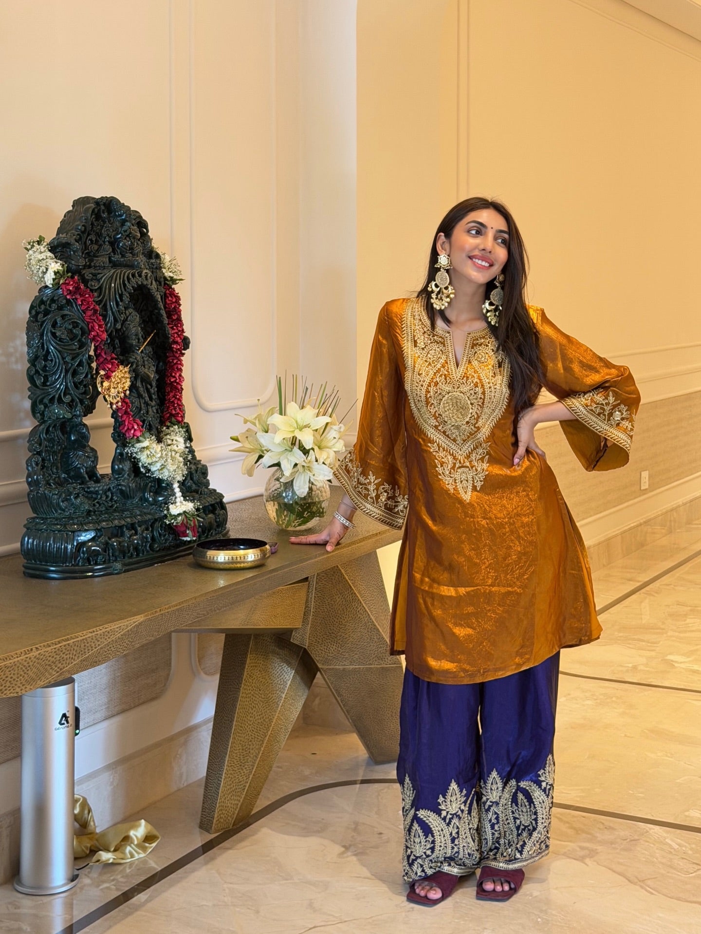 Mallaikaa Chheda in Mastani Jamun Rust Kurta Set