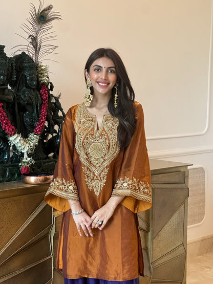 Mallaikaa Chheda in Mastani Jamun Rust Kurta Set