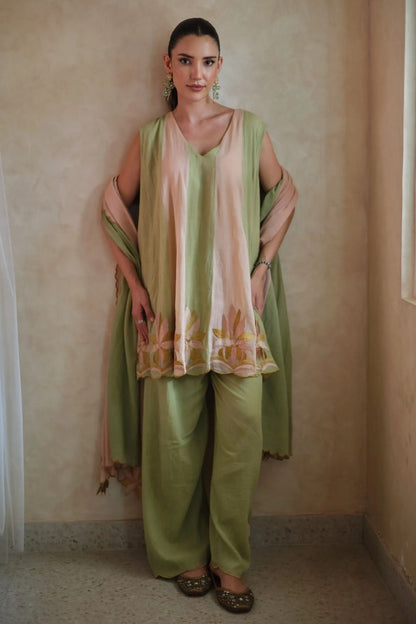 Rooh kali phool kurta salwar set-mitti hara
