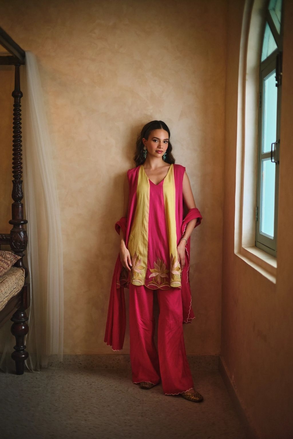 Rooh kali phool kurta salwar set-gulabi