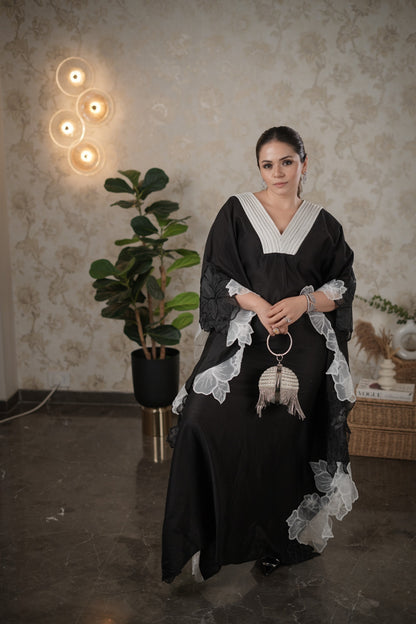 HEENA SOMANI X COLOUR BLOCK FLOWER WORK KAFTAN