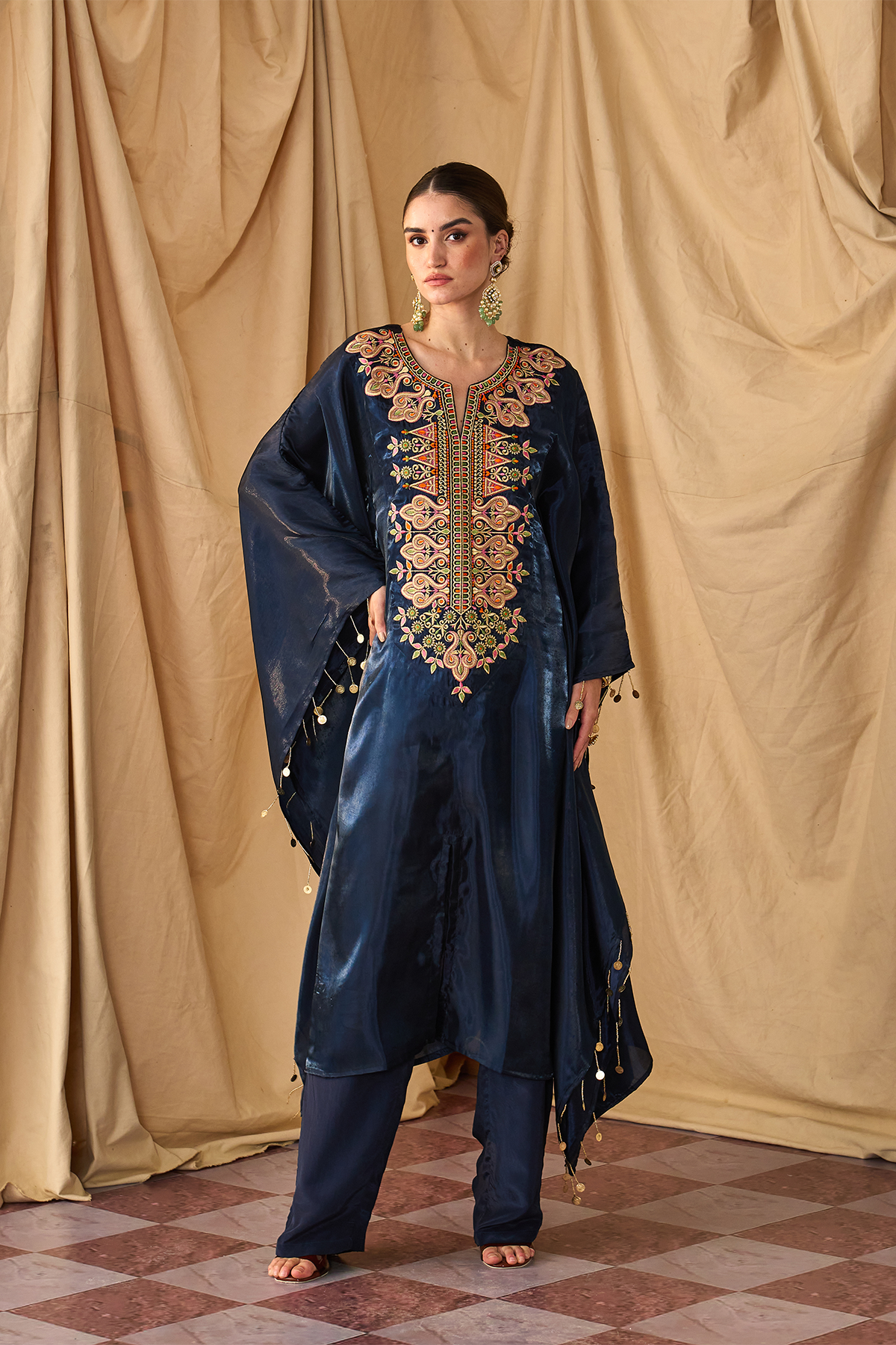 MISHA BHANDARI X RANGEELA SIKKA ORGANZA KAFTAN SET-NEELAM