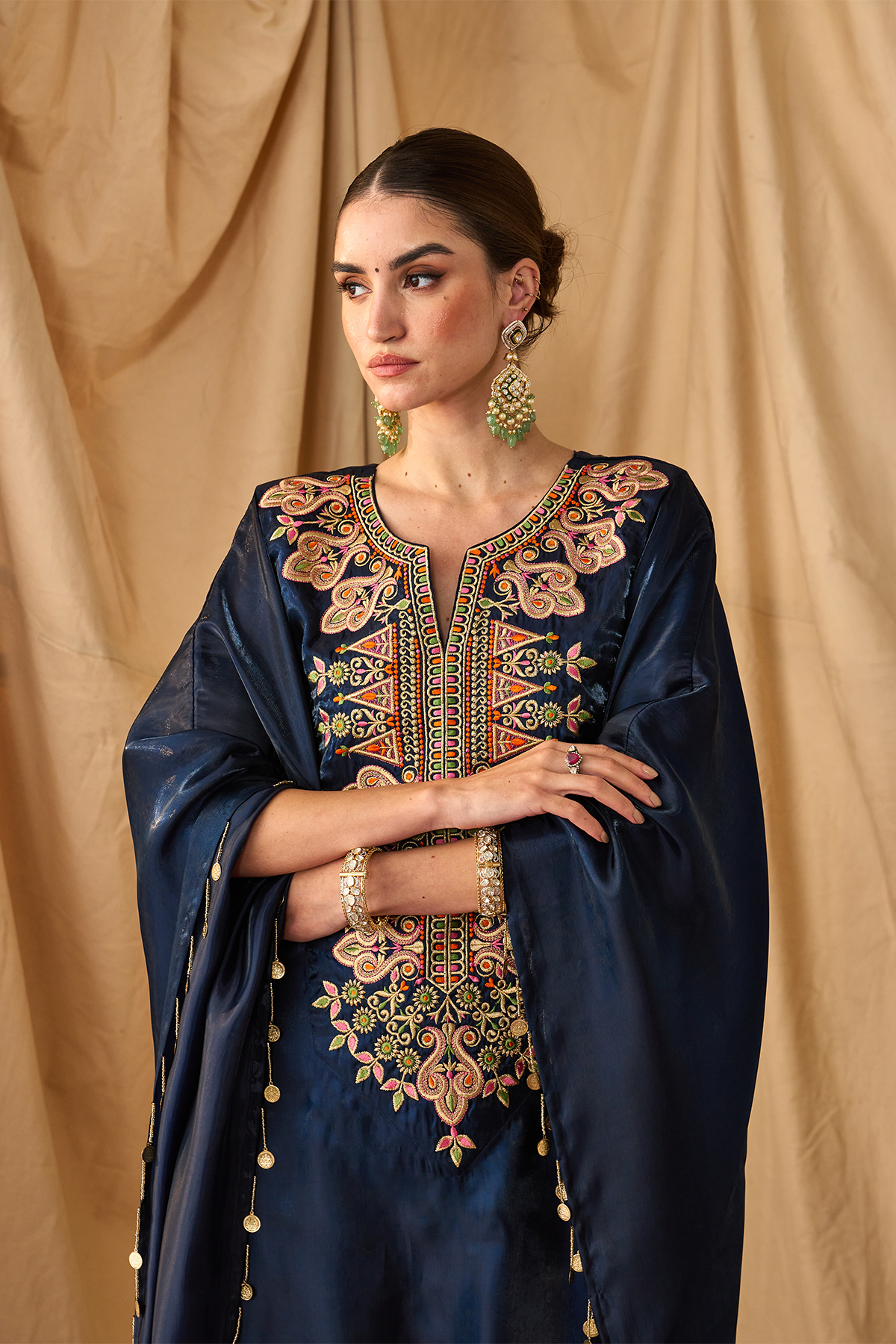 MISHA BHANDARI X RANGEELA SIKKA ORGANZA KAFTAN SET-NEELAM