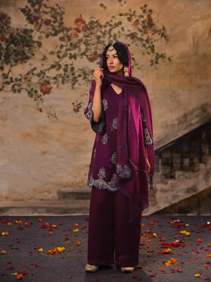 Sunheri Daman Jamun Kurta Set