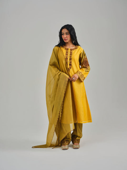 Phoolan Yellow Mustard Kurta Set
