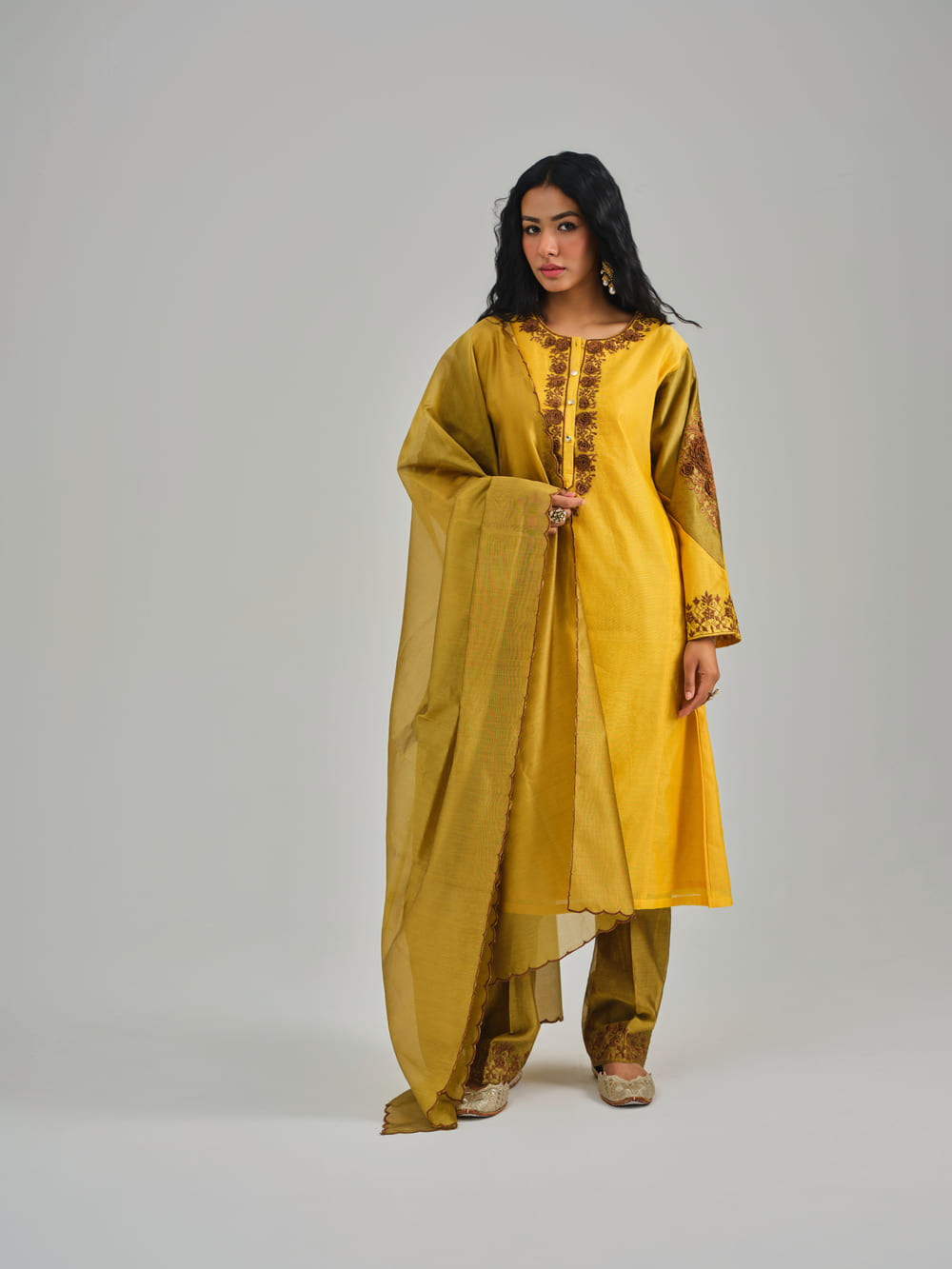Phoolan Yellow Mustard Kurta Set