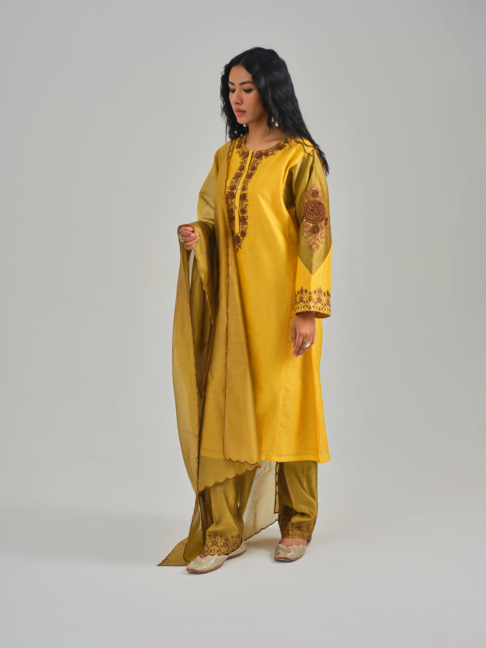 Phoolan Yellow Mustard Kurta Set