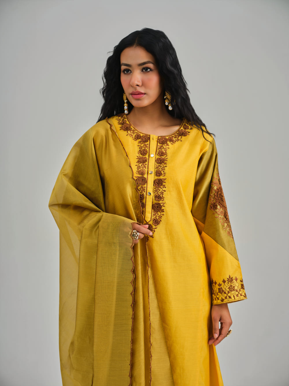 Phoolan Yellow Mustard Kurta Set